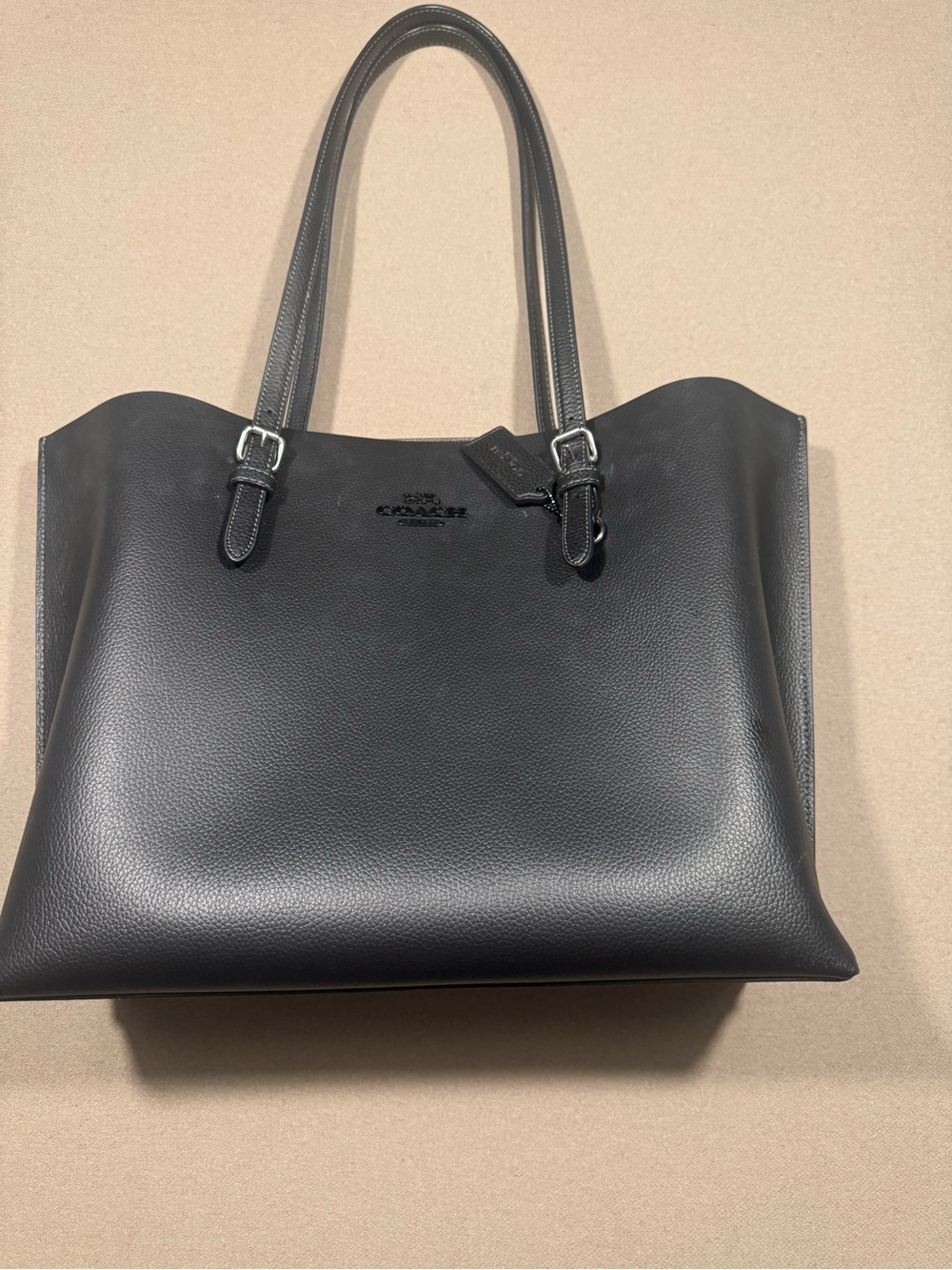 Coach Black Pebble Leather Tote with Adjustable Straps